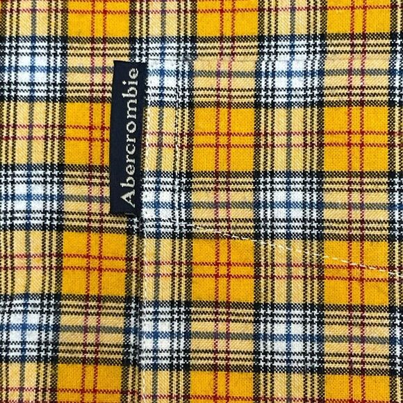 Abercrombie & Fitch Yellow Plaid Long Sleeve Button Up Shirt Sz M Casual Cotton - Picture 3 of 6